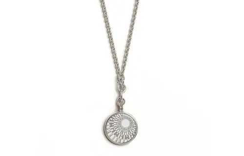 HERMES Enamel Necklaces Unisex Silver
