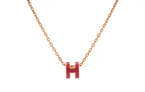 HERMES POP H Gold Plated Necklaces Women's Chain Rose Gold