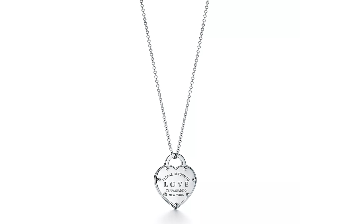 Tiffany Return to Tiffany Series Logo Engraved Heart Necklace Women's Silver