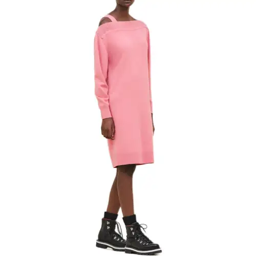 HERMES FW24 Long Sleeved Dress Women's Garnet Powder