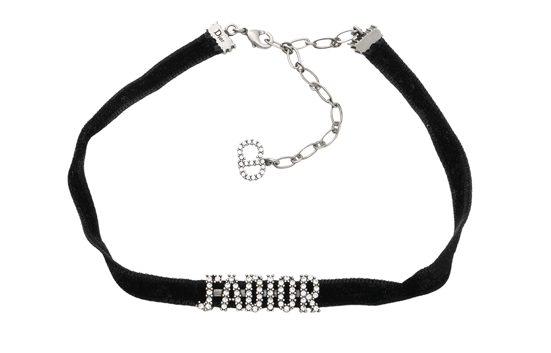 DIOR Dior J'Adior J'adior velvet necklace black artificial crystal metal palladium necklace women's style