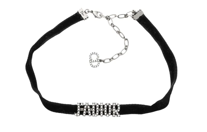 Christian DIOR Pre Owned 2000 2025 Crystal And Velvet J ADIOR Choker Necklace Costume Necklace