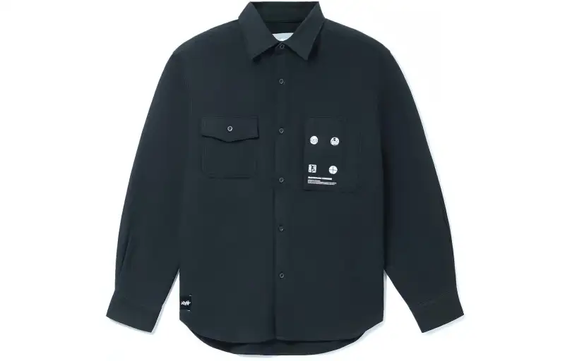 Li Ning Skateboard Shirts Men's Black Lapel Thickened And Fleece Lined Shirt