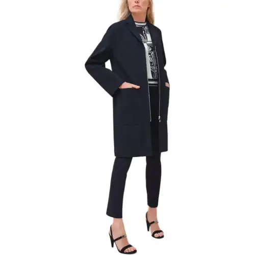 HERMES Coats Women's Blue Lapel Moderate