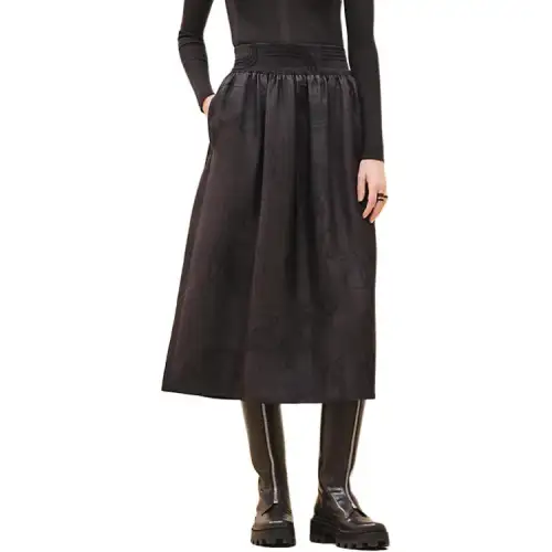 HERMES Casual Long Skirt Women's Ebony Brown