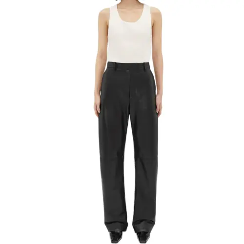 Bottega Veneta Leather Rounded Leg Trousers
