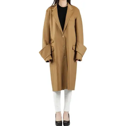 LOEWE Coats Women's Camel Lapel Moderate Straight Fit