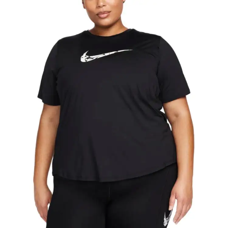 Nike T Shirts Women's Black Crew Neck Moderate Straight Fit