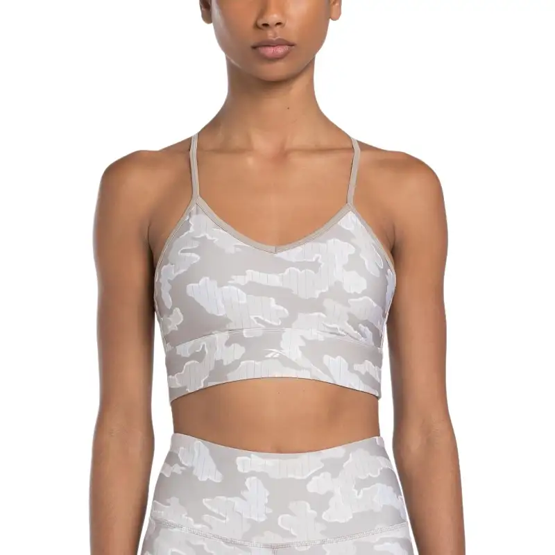 Reebok ID Train Camo Bra Sports Underwear Women's Gray Lilac