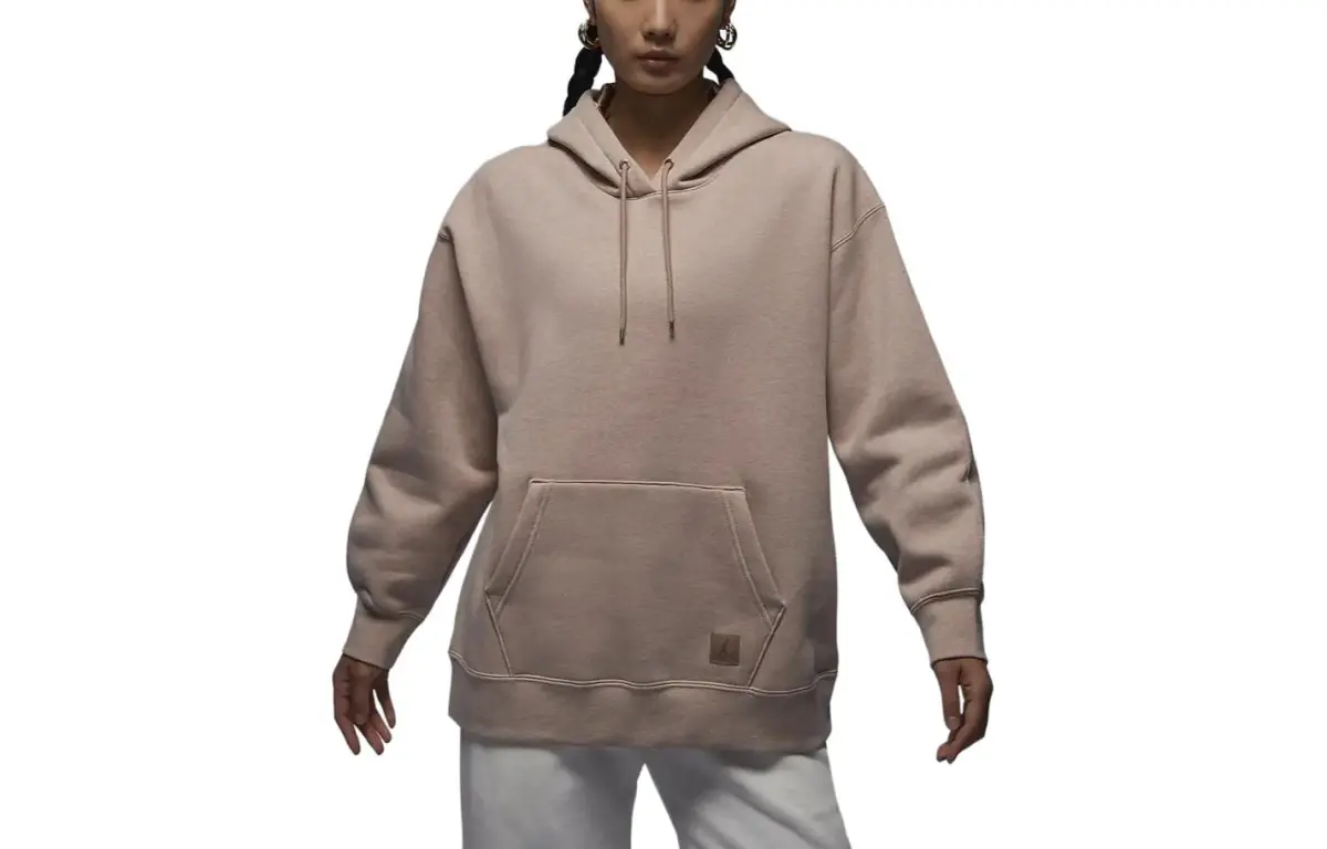 Jordan Flight Solid Color Hooded Fleece Lined Pullover Sweatshirt Women's Legend Medium Umber