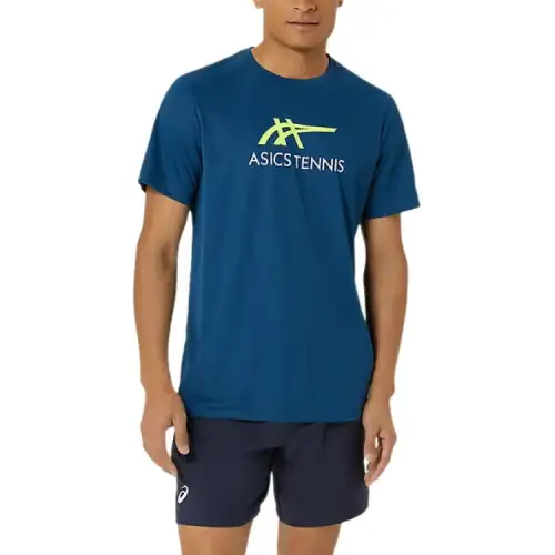 ASICS T Shirts Men's Blue Crew Neck