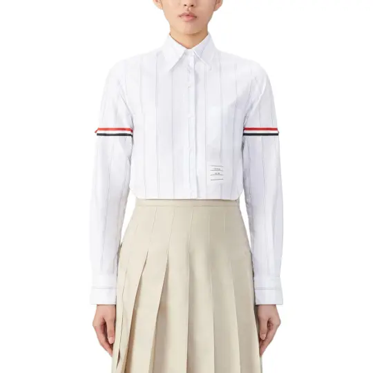 THOM BROWNE Striped Cropped Shirt