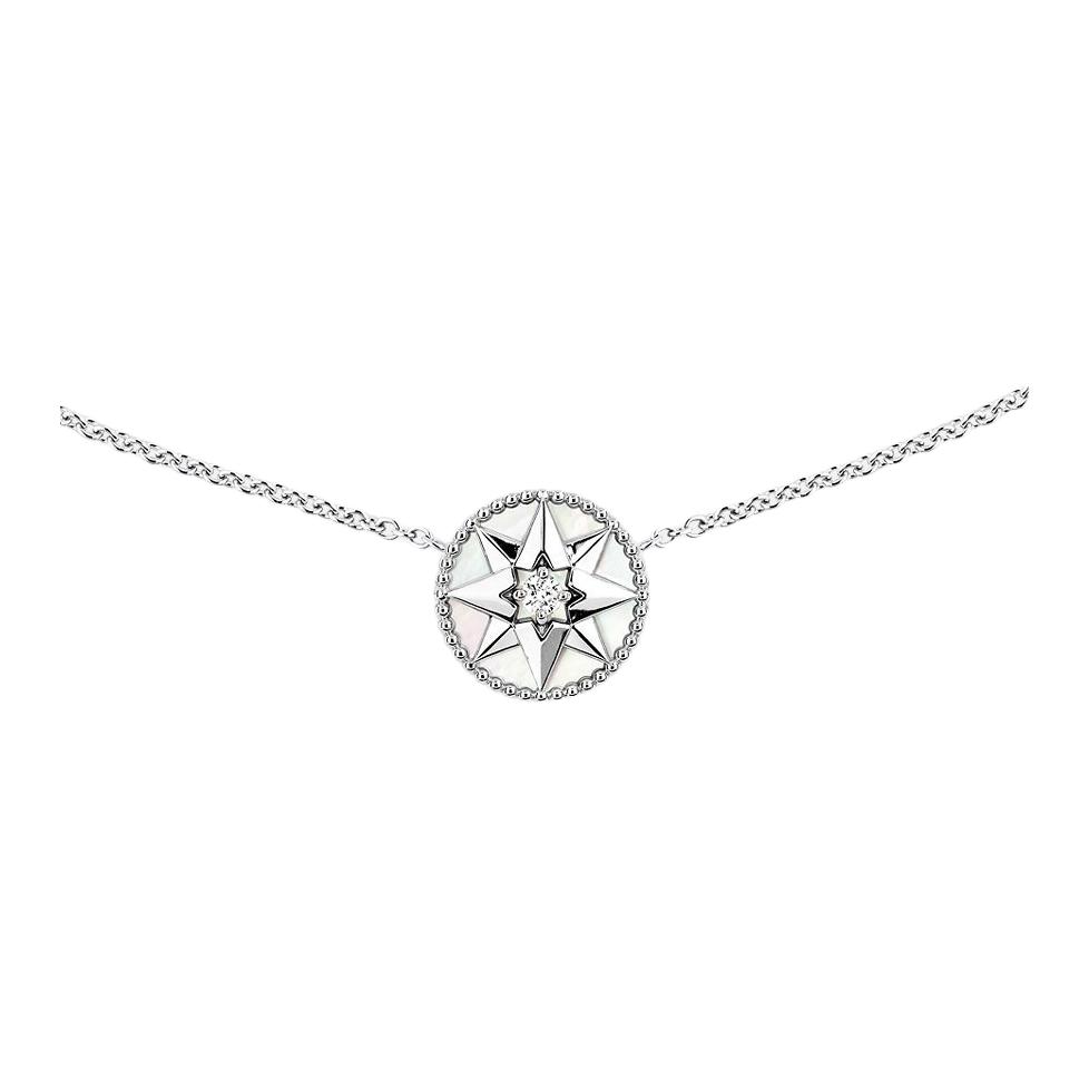 DIOR Dior Rose ROSE DES VENTS diamond 18K white gold, mother-of-pearl necklace for women