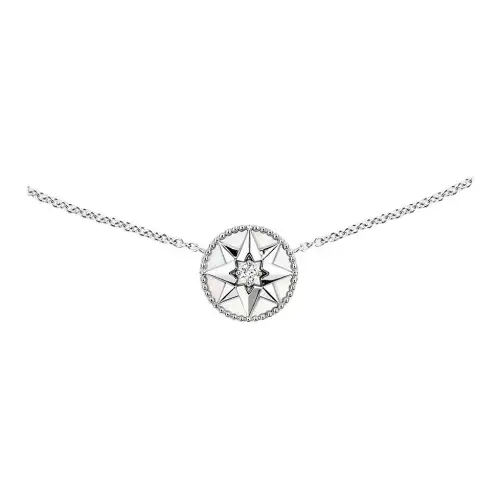 DIOR Rose Diamond 18K White Gold, Mother Of Pearl Necklaces Women's