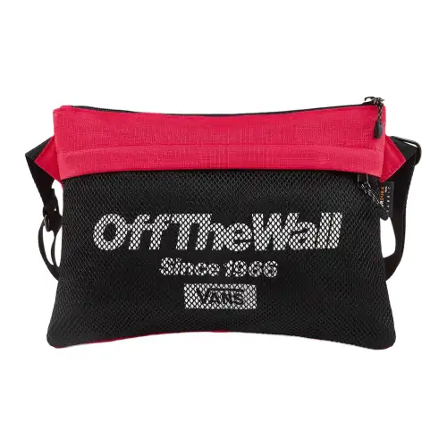 Vans Nylon Fabric Shoulder Bag, Crossbody Bag Unisex Black/Red