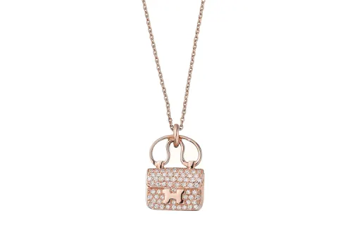 HERMES Constance Amulette Necklaces Women's Rose Gold