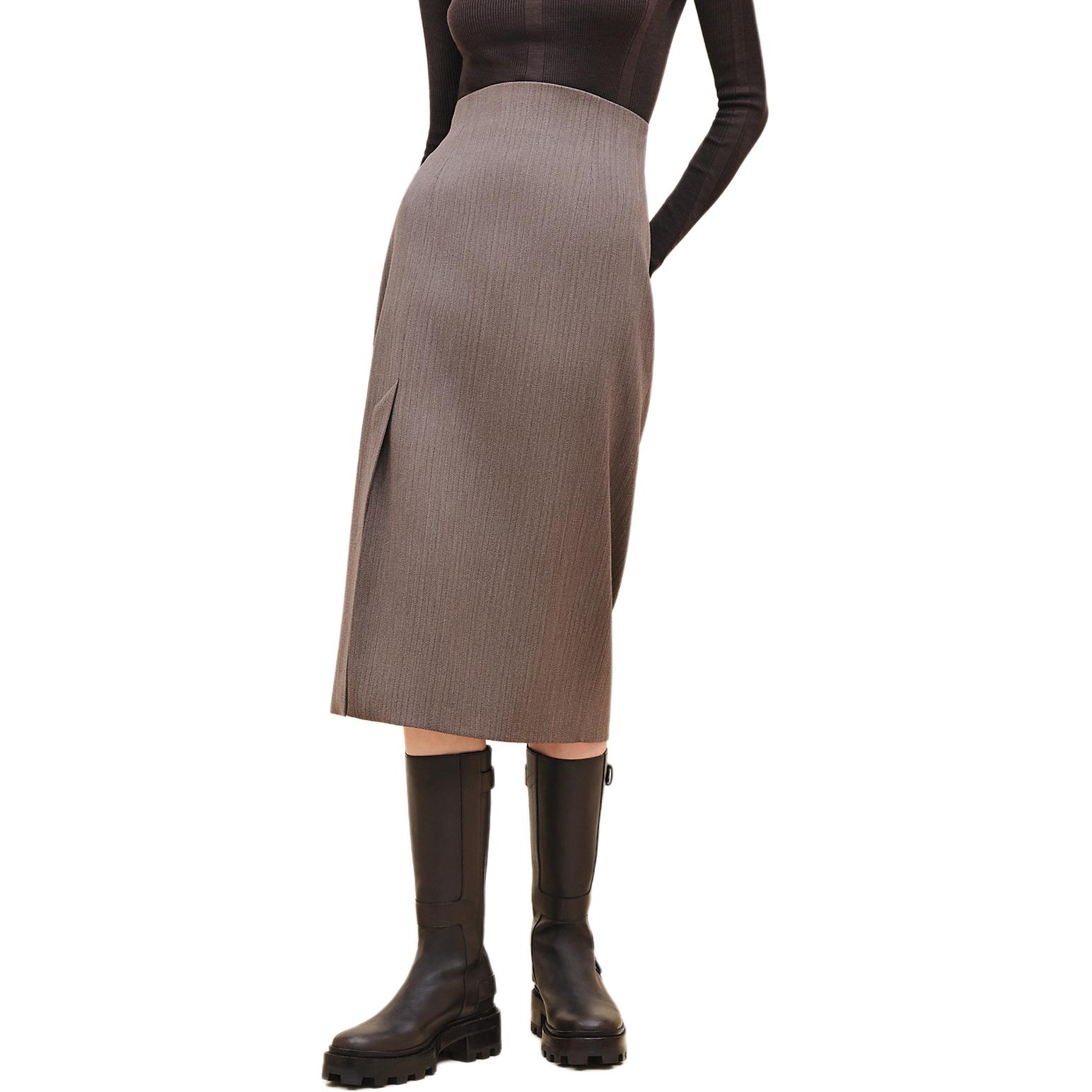 HERMES FW24 Casual Long Skirt Women's Chestnut Brown