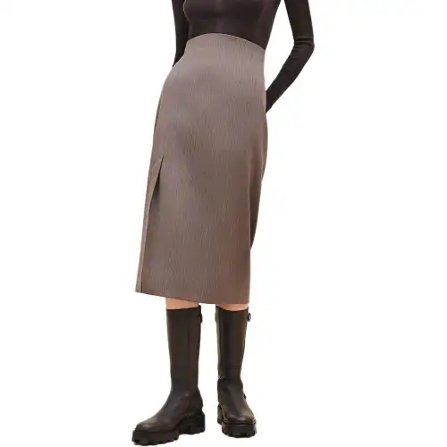HERMES FW24 Casual Long Skirt Women's Chestnut Brown