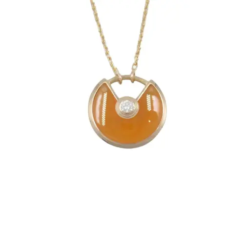Cartier, carved design diamond golden necklace for men and women, 18 carat white gold, for beloved, pink gold