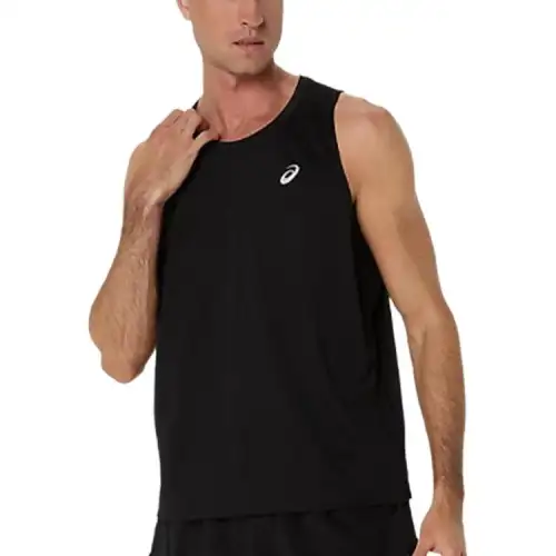 ASICS Tank Tops Men's Black Crew Neck Moderate