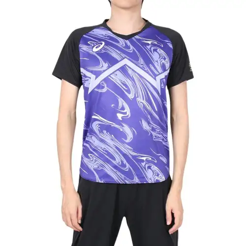 ASICS T Shirts Men's Purple V Neck Cloak