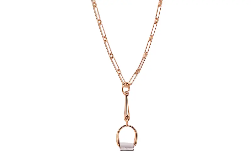 HERMES Heritage Equestre Rose Gold plated Necklaces Women's