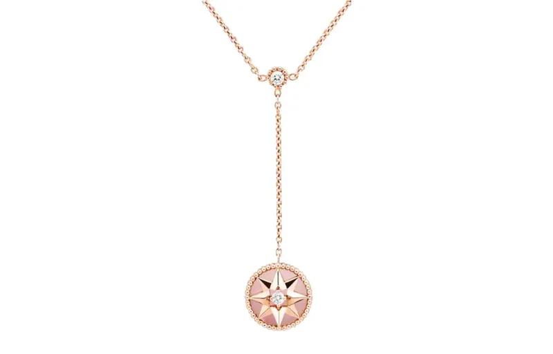 DIOR Rose Des Vents 18K Rose Gold, Opal, Diamond Necklaces Women's Pink