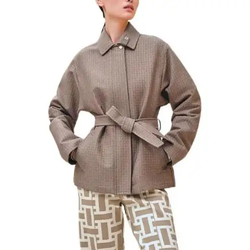 HERMES Coat Women's Elephant Gray