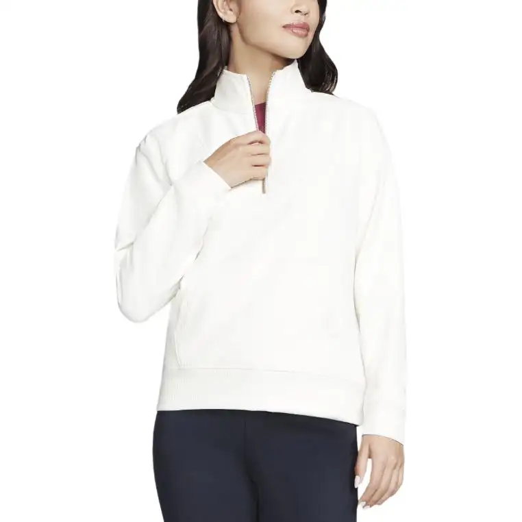 Skechers GO LUXE Rib 1/4 Zip Sweatshirt Women's White