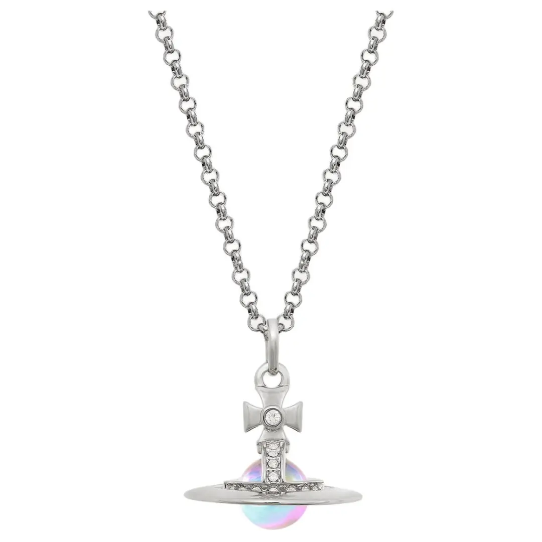 Vivienne Westwood Cubic Zirconia Crystal Brass Aurora Ball Pendant Necklace Women's Silver/Aurora