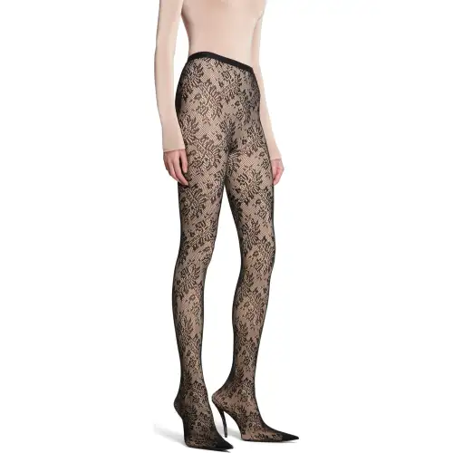 Balenciaga Lace Pantaleggings In Light Beige Leggings Women's Black