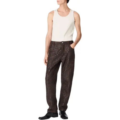 Bottega Veneta SS25 Leather Pants Men's Tobacco