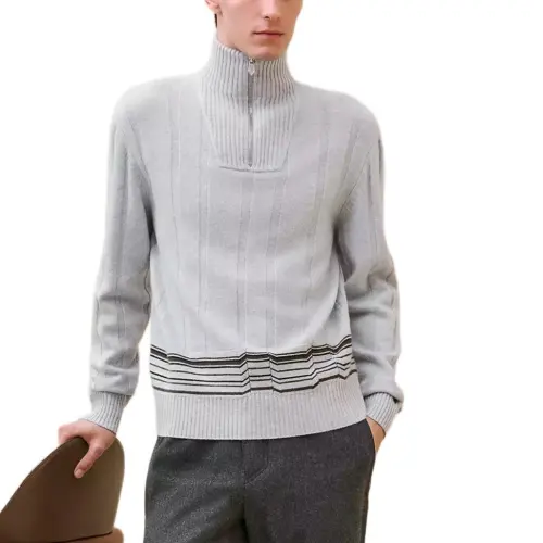 HERMES Sweaters Men's Lime Gray Turtleneck Moderate Other