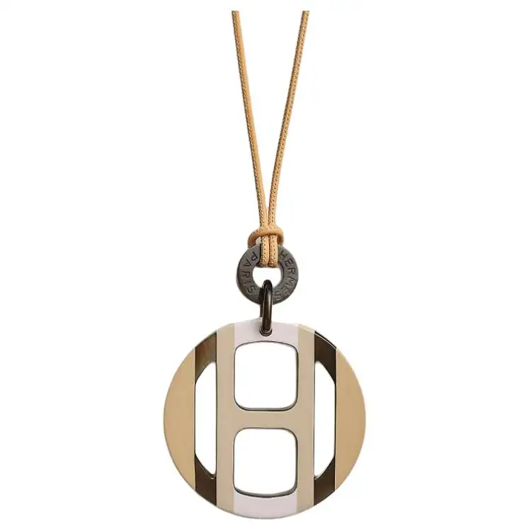HERMES Lacquered Edge Necklaces Women's Pink