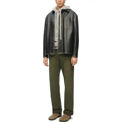 LOEWE Long Sleeved Logo Embossed Leather Shirt