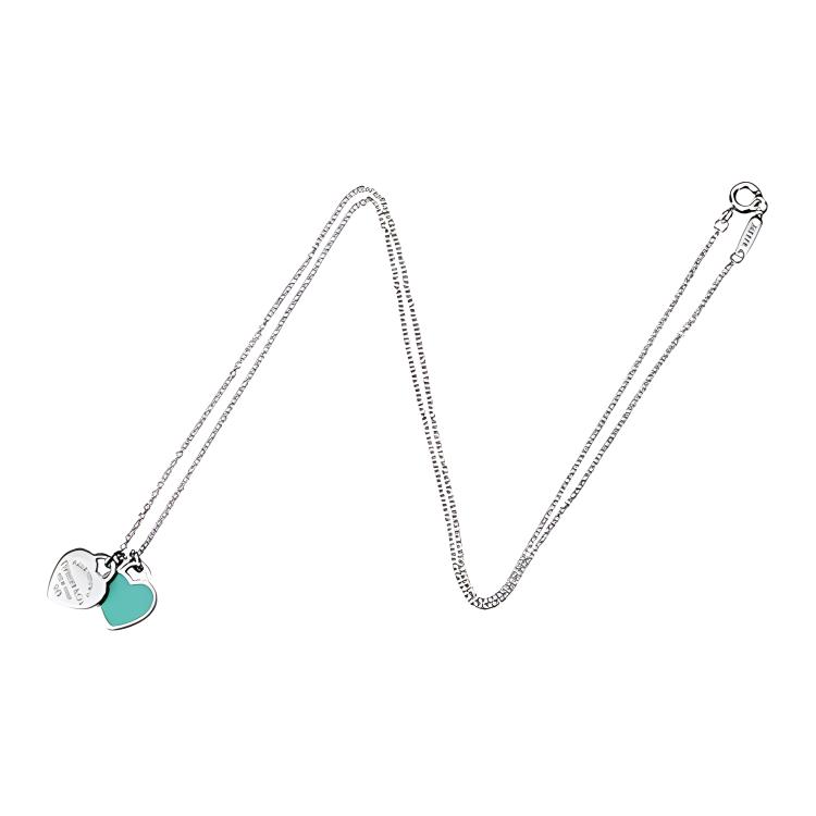 Женское колье TIFFANY Double Heart tag (серебряное) — фото 3