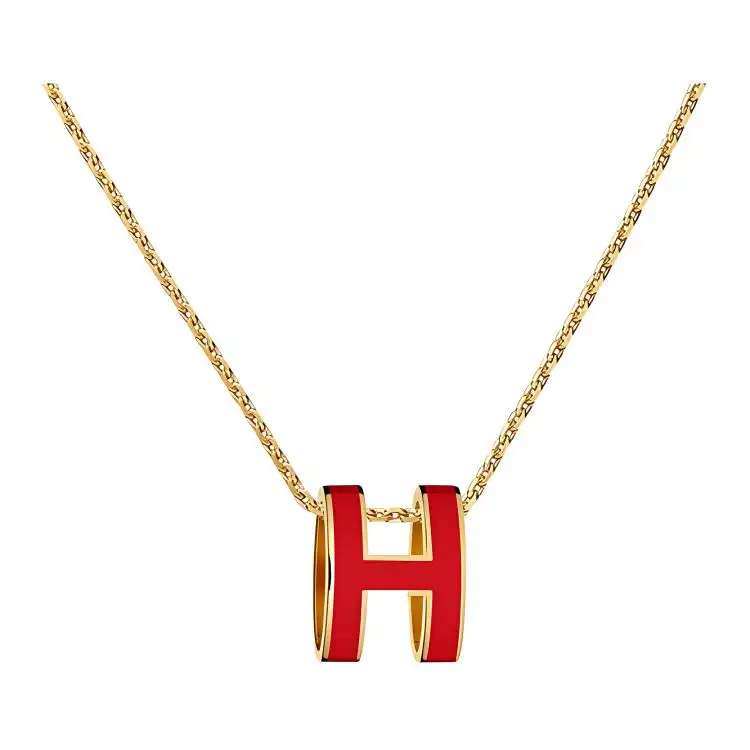 HERMES POP H Brass Necklaces Women's