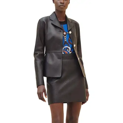 HERMES SS24 Leather Jacket Women's Black