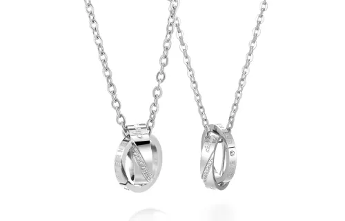 [Free custom engraving | Photo | Greeting card] Clect Preference Series Ring of Time Street Sweater Sweatshirt Chain Pair Trendy Versatile Commuting Bestie Style Sister Style Clavicle Chain Stainless Steel Necklace Same Style for Men and Women Couple Style