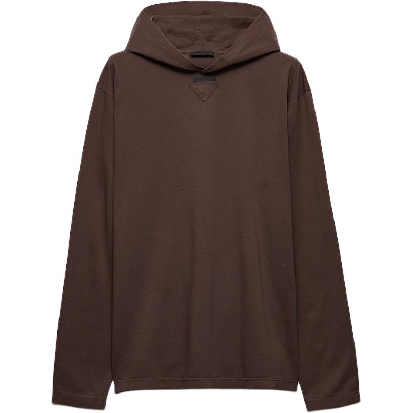 PRADA Sweatshirts Men's Cocoa Brown Hooded Non Detachable Moderate
