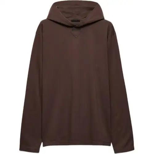 PRADA Sweatshirts Men's Cocoa Brown Hooded Non Detachable Moderate