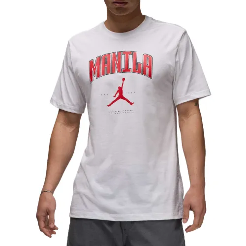 Jordan T Shirts Men's White Crew Neck Moderate Straight Fit
