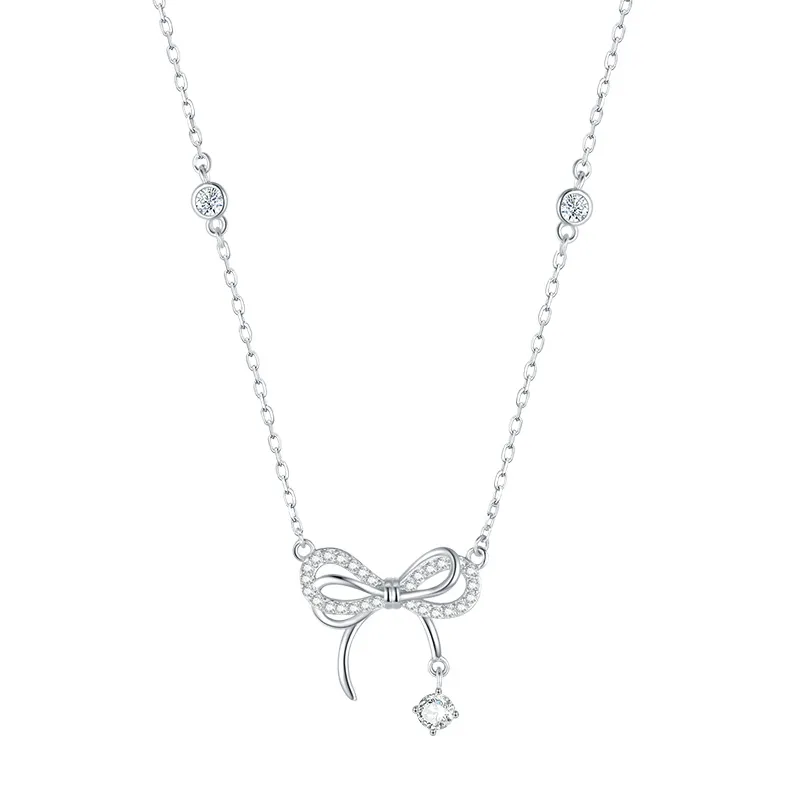 CHOW TAI SENG 925 Sterling Silver Synthetic Cubic Zirconia Necklaces Women's