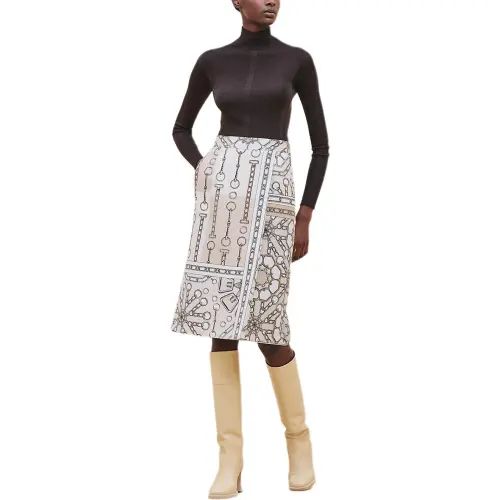 HERMES Casual Long Skirt Women's Beige