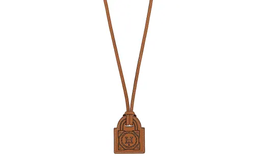 HERMES Curiosite Cow Leather Necklaces Unisex
