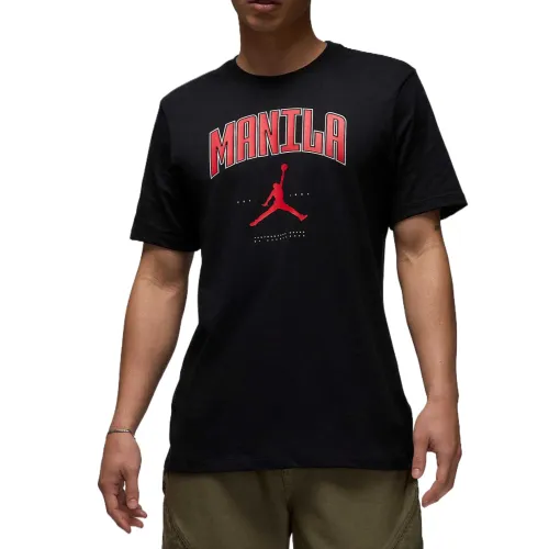 Jordan T Shirts Men's Black Crew Neck Moderate Straight Fit