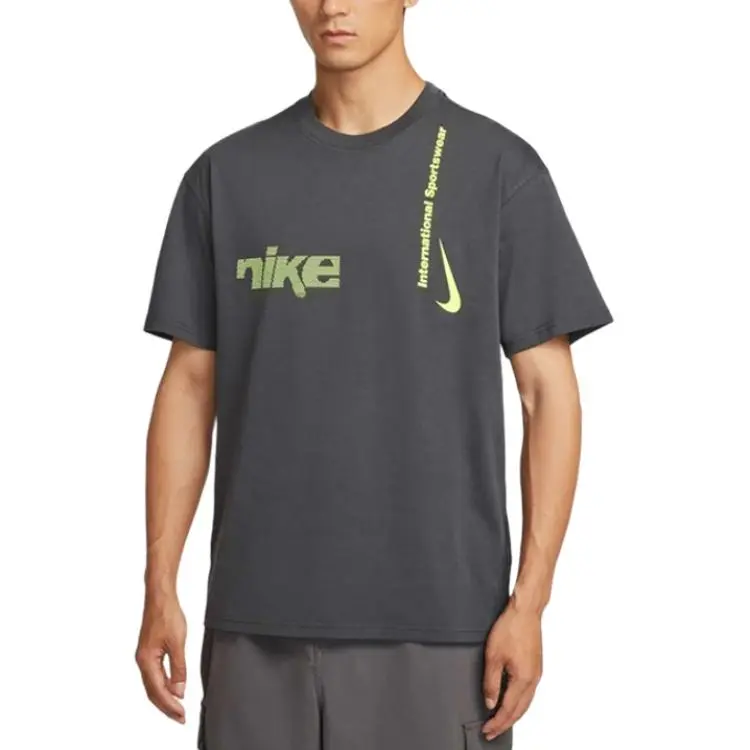 Nike T-Shirts Men's Dark Gray Crew Neck Moderate
