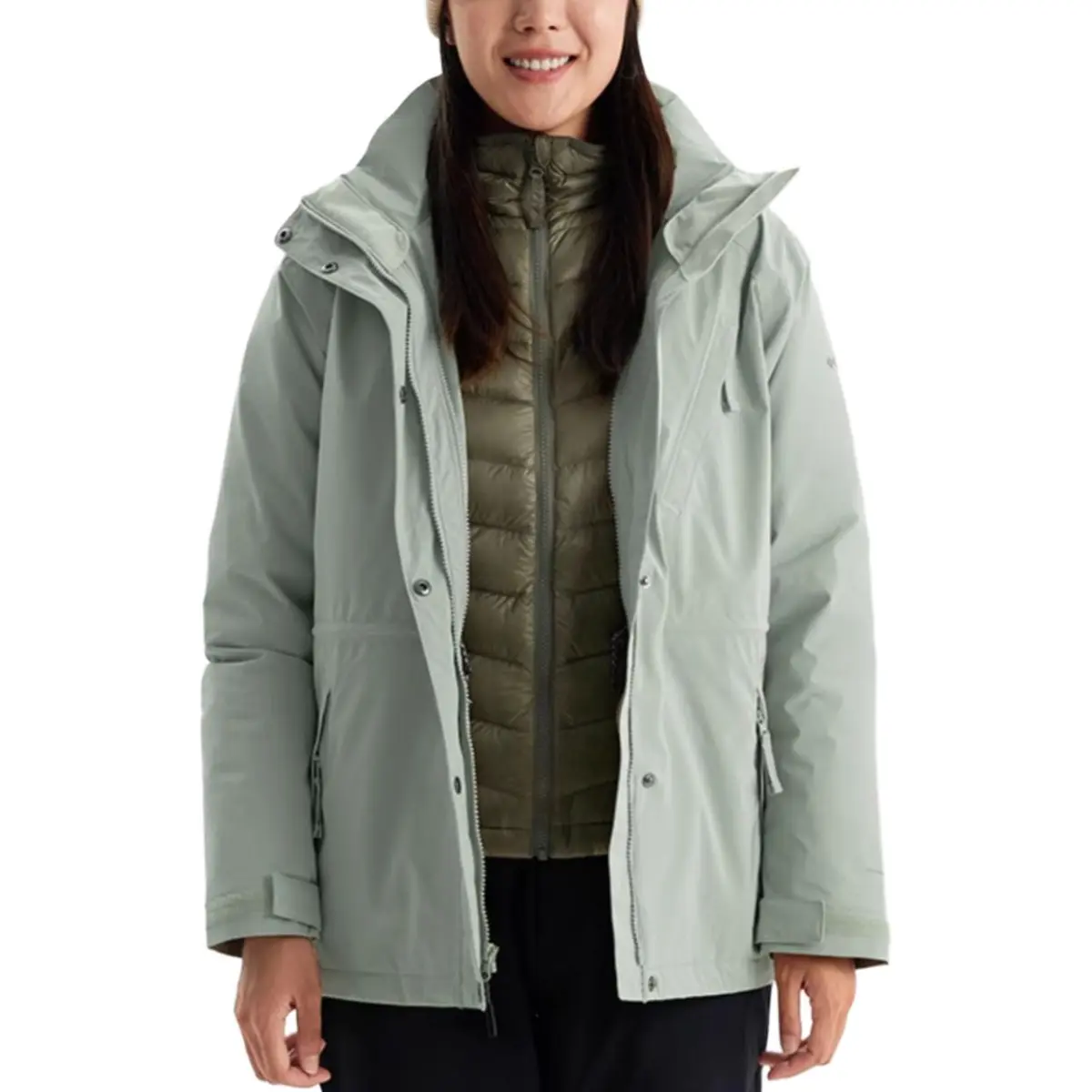 Columbia Hiking Waterproof, Windproof, Thermal, Heat Reflective Windbreaker Jacket Women's Green