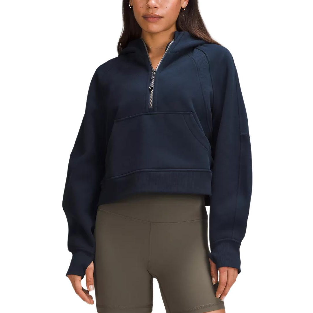 Lululemon Scuba series half-zip hooded loose breathable American long-sleeved half-cardigan sweatshirt for women