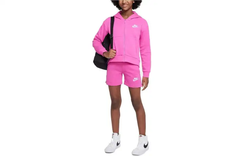 Nike Sportswear Kids Club Fleece Full Zip Hoodie Active Fuchsia/White
